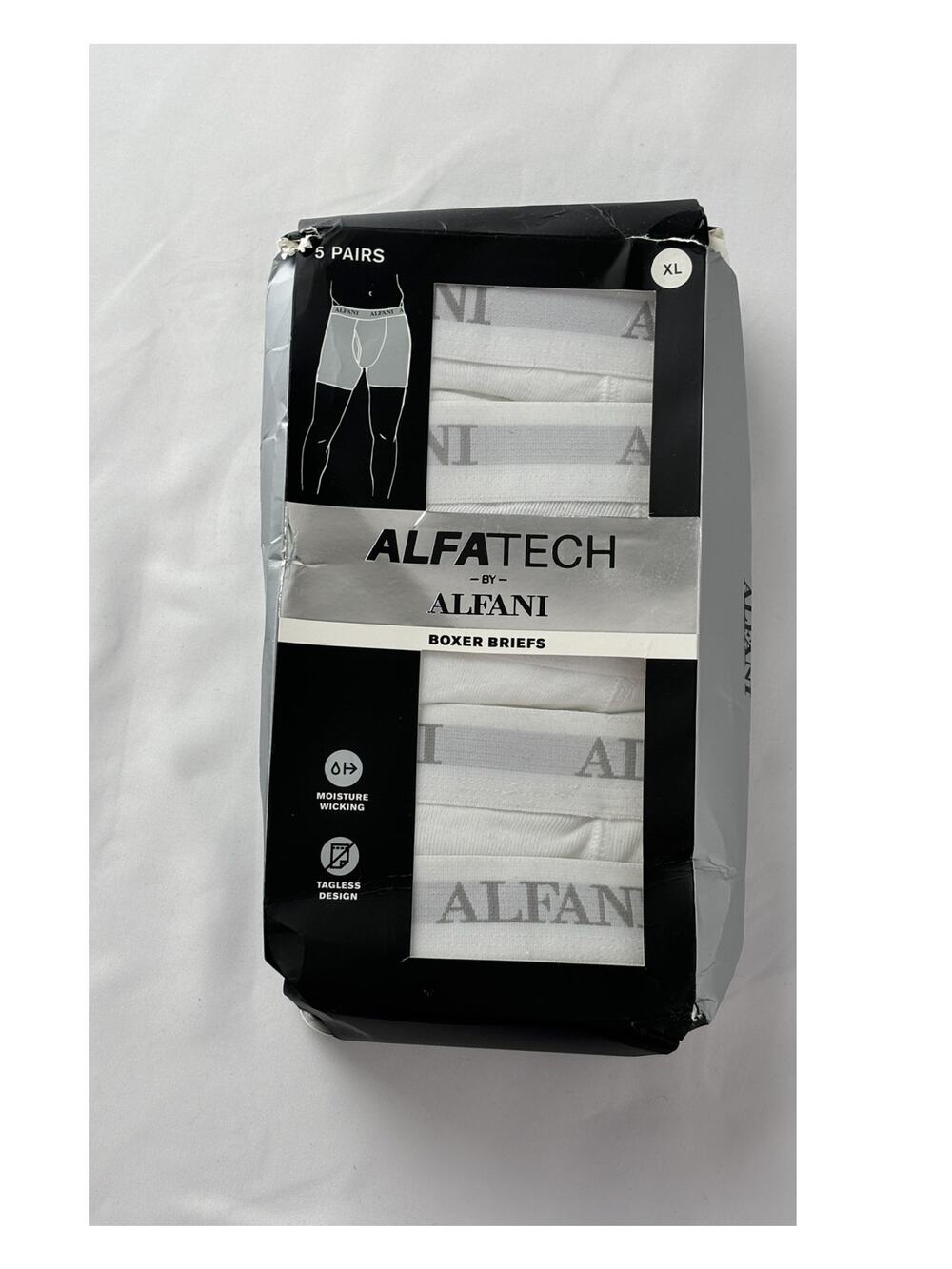 Alfani Cotton Blend Alfatech Boxer Briefs 5 Pairs Mens Size XL White New Tagless